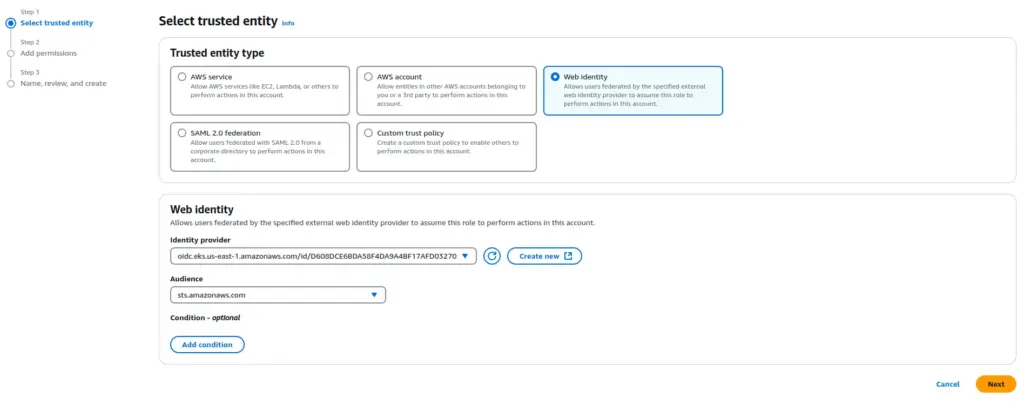 aws secret access role creation